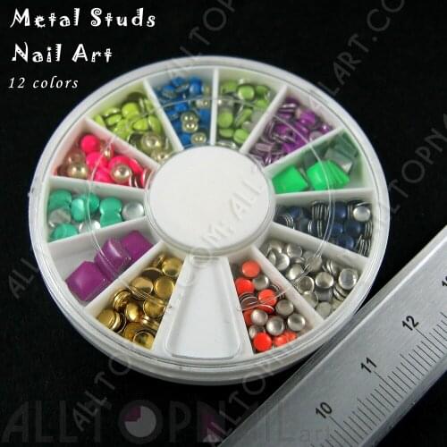 3D Nail Art Decoration Metallic Metal Studs 12 Colors 2-6mm Lead & Nickel Free