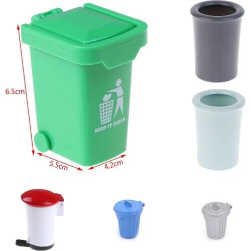 Cute Dollhouse Mini Trash Can Toy Garbage Truck Cans Curbside Vehicle Bin Toys Kid Simulation Furniture Toy Gift