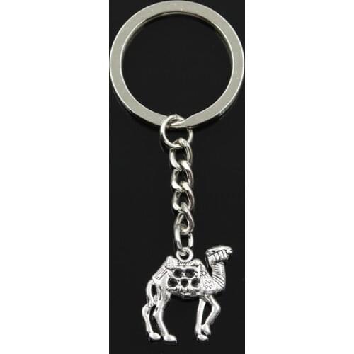 Fashion 30mm Key Ring Metal Key Chain Keychain Jewelry Antique Silver Color Plated Desert Camel 21x22mm Pendant
