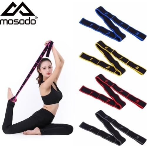 Mosodo Stretch Strap Yoga Resistant Bands with 8 Loops Stretching Elastic Band Pilates Home Gym Bodybuilding Fitness Equipment