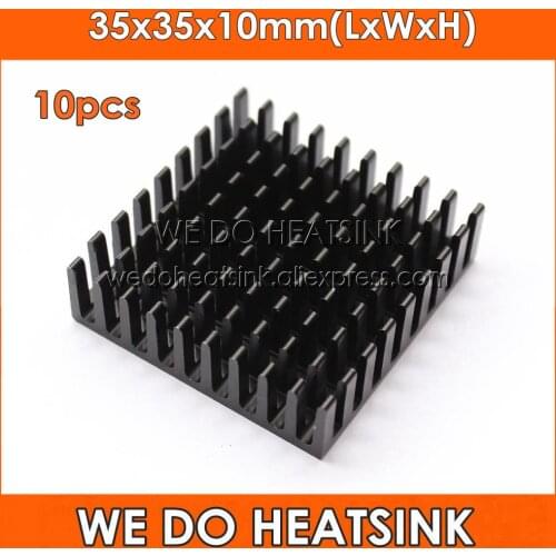 WE DO HEATSINK 10pcs 35x35x10mm Aluminium Heatsink Heat Sink Heatsinks Radiator Cooler Black Anodized