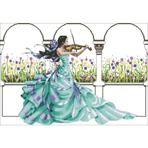 Cross stitch kits genuine long-staple cotton from Egypt with needle- kit MD-165 violin goddess