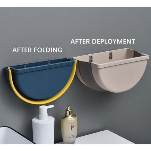 New Kitchen Hanging Trash Can Wall Mounted Folding Waste Bin Cute Kitchen Cabinet Door Hanging Trash Bin Portable car trash can