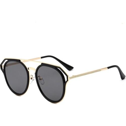 New Brand Designer Cat eye Sunglasses Women Vintage Metal Reflective Glasses For Women Mirror Retro Oculos De Sol Gafas