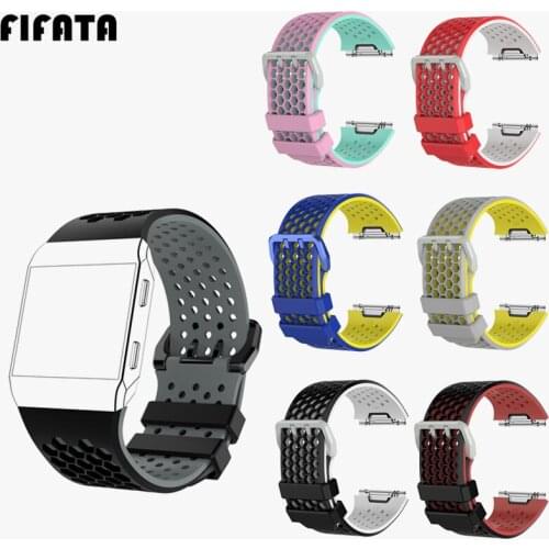 FIFATA Colorful Silicone Strap For Fitbit Ionic Sport Watch Band Replacement Adjustable Bracelet Wristband Accessories