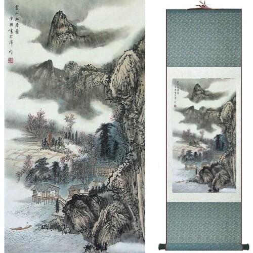 Old fashion painting landscape art painting Chinese traditional art painting China ink painting2019072312