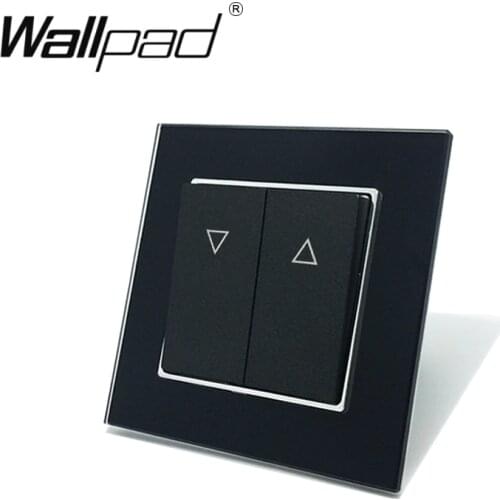 Curtain Switch Wallpad 110-250V Black Luxury Glass EU European Style Reset Curtain Window Blind Wall Switch with Clip Mounting