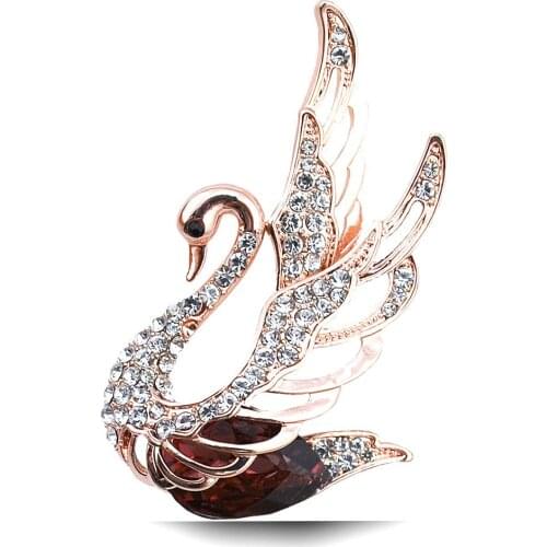 Fashion Swan Crystal Brooches For Women Swan Want To Fly Brooches Pins Gift Friend Best Wish Fine Jewelry