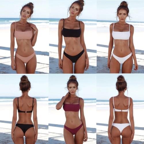 Bikini 2021 Woman Thong Bikinis Set Sexy Swimwear Micro Swim Suits Girls Biquinis Female Solid Swimsuit Bathing Suits