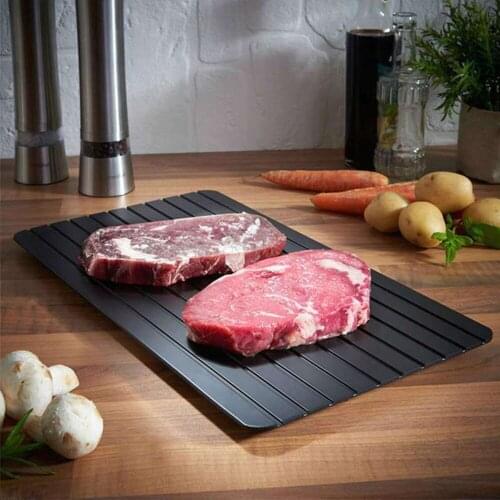 2/3 mm Fast Defrosting Tray Thaw Food Meat Fruit Quick Defrosting Plate Board Aluminum Alloy Steel Kitchen Gadget Tool