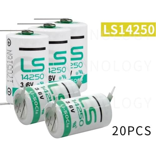 20pcs New Original SAFT LS14250 14250 3.6V 1250mAh LiSOCL2 PLC battery with two pin Free Shipping