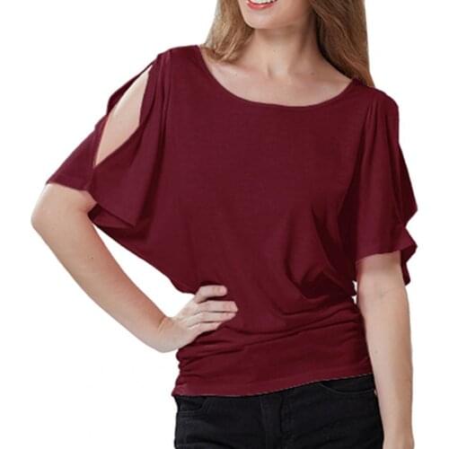 2021 Women Tops Tshirt Bat Sleeves Off Shoulder Women Short Round Neck Loose Shirt for Party Femme t-shirts Plus size S-5XL