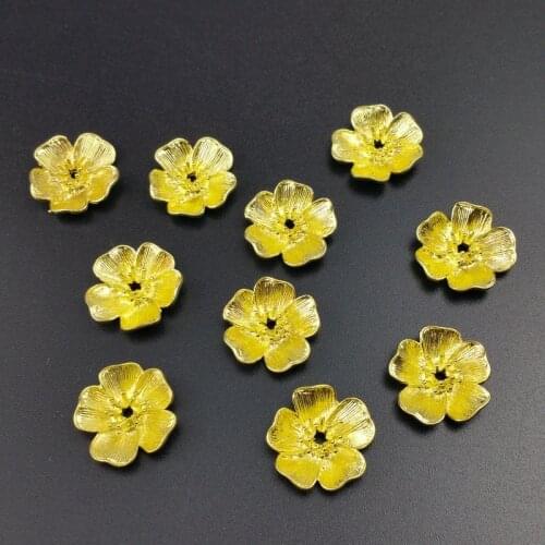 5pieces / lot 19mm brass color Filigree flower Slice Charms base Setting Jewelry DIY Components Findings