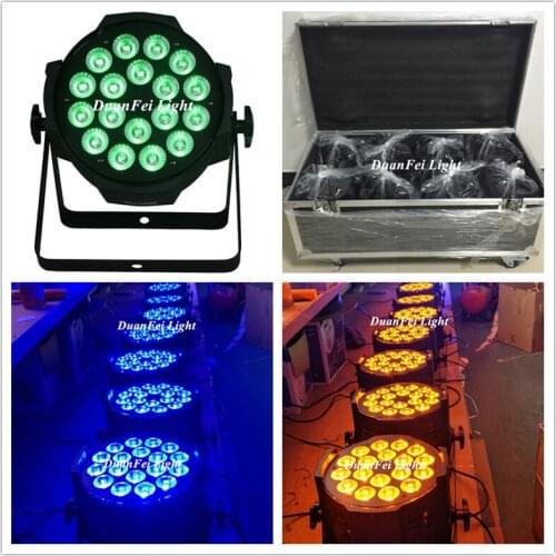 8PCS+Flightcase) 18x15W Led Par Rgbwa 5in1 Dmx Par64 Stage Wedding Party Wall Wash Light
