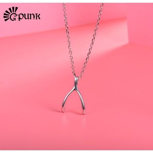 925 Sterling Silver Wishbone Necklace Bridesmaids gift Dainty Luck Jewelry SC020B