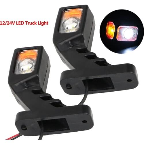 White Red Yellow 2Pcs/set For Trailer Truck Van Lorry 12/24V LED Side Marker Light Truck Lamp Tail Light Assembly Indicator Lamp