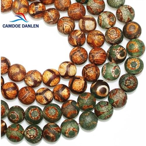 CAMDOE DANLEN Natural Stone Brown Frost Tibetan Dzi Buddha Beads 8 10 12MM Tortoise Shell Loose beads Fit Diy for jewelry Making