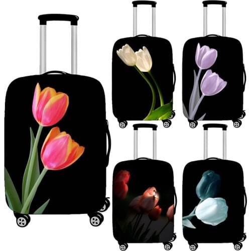 Beautiful Tulips Print Luggage Cover Spring Flower Pattern Suitcase Covers High Elastic Travel Trolley Protective Organizer