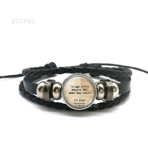 DIY Courage Dear Heart Black Multi-layered Bracelet , Glass Dome C.S. Lewis Chronicles of Narnia Quote Bracelets Friends Gifts