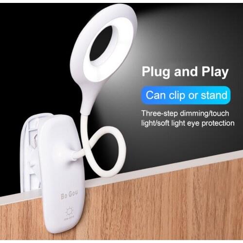 Flexo Table Lamp Led Desk Lamp Touch Clip Study Lamps Magnifier Gooseneck Desktop Usb Table Light Rechargeable 3 Brightness