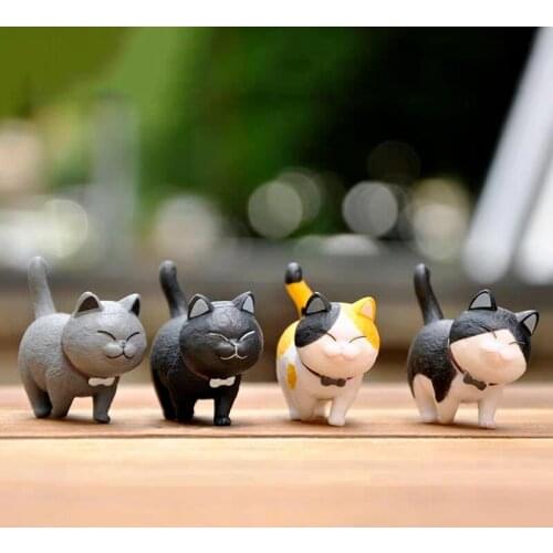 Simulation Animal Cat PVC Mini Kawaii Bell Cat Japanese Anime Cute Movable Doll Decoration Toy Collection Model Children Gift