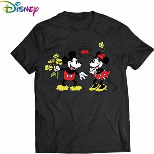 Kawaii Mickey Mouse Disney Summer T-shirt Ladies Black Top Ladies Casual O-Neck Top Ladies Kormen Korean Style Harajuku Clothing