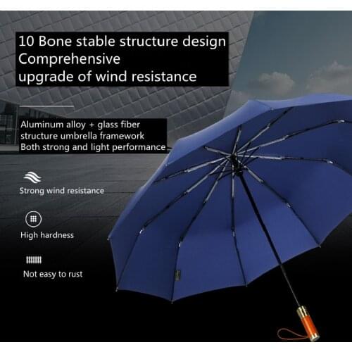 Leodauknow Fully Automatic Business Men Classic Travel Rainproof Windproof Travel Sunny and Rainy Umbrella Summer Umbrella