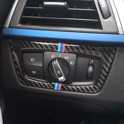 Carbon Fiber Headlight Switch Button Decorative Frame Cover Trim Sticker for BMW 3 4 Series 3GT F30 F34 F32 2013-2017 B