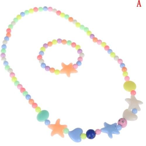 1Set new child beads necklace colorful girls bubblegum handmade for kids toy