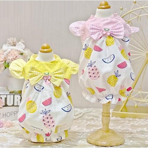 Dog Dress Summer Fruit Pattern Thin Skirt Teddy Bichon Small Dog Yorkshire Terrier Schnauzer Pomeranian Poodle Pet Dog Clothes