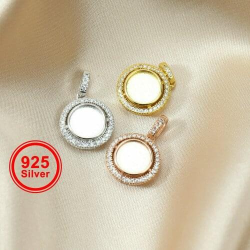 Keepsake Breast Milk Resin Round Pendant Bezel 8MM Solid Back Cabochon Settings 925 Sterling Silver Halo Charm 1411273