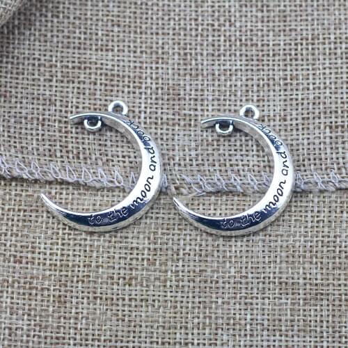 20 Pieces/Lot 27*34mm Antique Silver Plated Alloy I Love You Moon Charms Pendant For Diy Jewelry Making