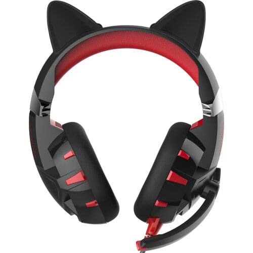 Pink Cat Ear Girls Gamer Headphones with Microphone For PC PS4 Playstation 5, Stereo Cell Phone Gaming Earphone Womens Headsets