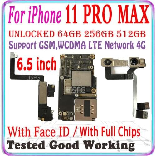 With Face ID For iPhone 11 Pro Max 6.5" Logic board 64gb 256gb 512gb Unlocked mainboard Support Update With IOS MB Free iCloud