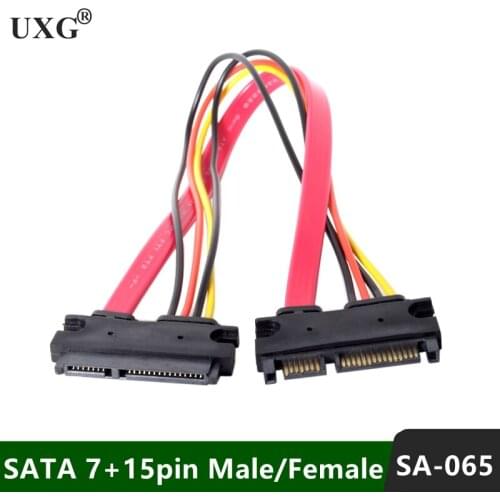 SATA 22 Pin Male To Female Sata Extension Cable SATA 3 III 22 Pin Male to Female 7+15 Pin SATA Data Power Combo Extension Ca