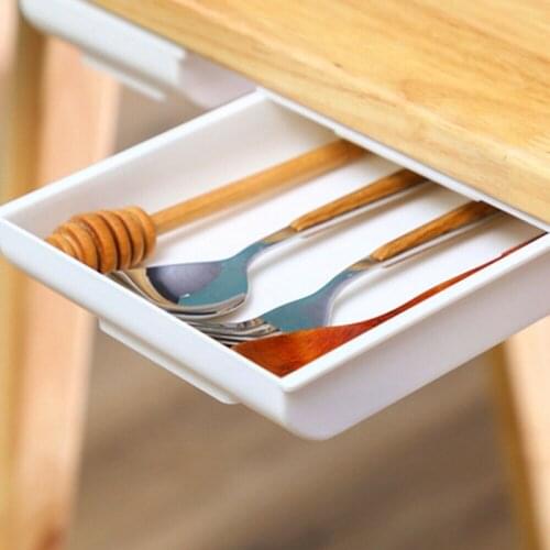 School Office Self Stick Pencil Tray Desk Table Storage Drawer Organizer Under Desk Stand Self-adhesive Under-drawer Storage Box
