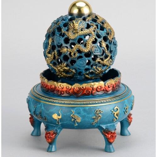 Pure Copper Nine to Turn Things around Tripod Good Luck Comes Decoration Fengshui Ball Lucky Jiulongding Living Room Office