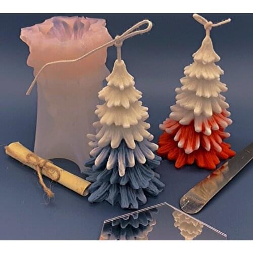 3D Wax Christmas Tree Candle Silicone Mold Xmas Gift for Friends Dessert Jelly ice cream Aromatherapy Candle Molds