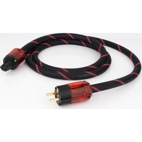 High Quality Silver Plated Audiophile AC Power Cable Pure Black Power Cord Cable With Schuko P-046 EU Power Plug