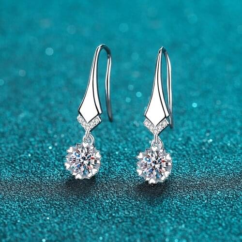 925 Sterling Silver Earrings Moissanite Earrings Passed Diamond Test Perfect Cut Love Round Women Engagement Luxury Jewelry Gift
