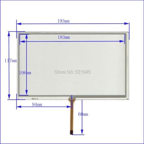 ZhiYuSun HLD-TP-2155 Touch Screen 193mm*117mm 8 inch glass for industry applications 193*117 for GPS Car 4lines change 8lines