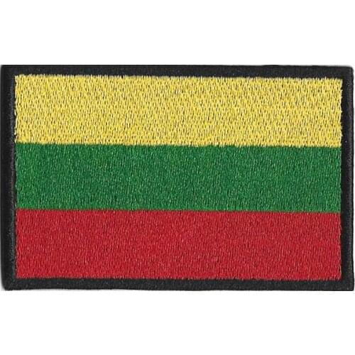 1PC Lithuanian flag Lithuania Armband Embroidered Patch Hook & Loop or iron on Embroidery Velcro Badge Cloth Military Moral