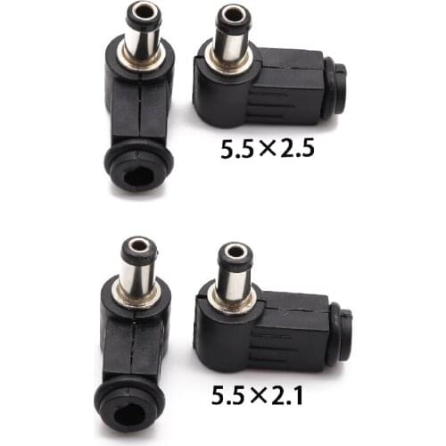 1pcs/lot DC 5.5*2.1/5.5*2.5mm Male DC Power Plug Connector Angle 90 degree L Shaped plastic 5.5*2.5 5.5*2.1 mm