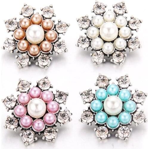 10pcs/lot Wholesale 18MM Snap Jewelry charm Rhinestone Metal Snap Buttons fit 18mm Snap Bracelet Bangle For Women Jewelry 6486