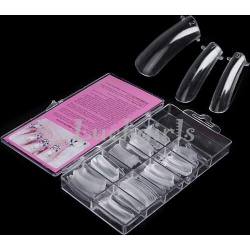 100 pcs /set False Nail Tips Dual Form Nail System for UV GEL Acrylic Nail Art Mold Tips Decoration Transparent with Box
