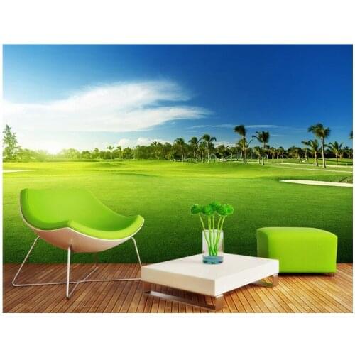3d wallpaper custom photo non-woven mural wall sticker Golf grassland scenery painting picture 3d wall room murals wallpaper