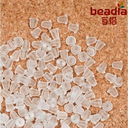 500pcs/lot Clear Plastic Earring Back Bullet Stopper Rubber Ear Plugging Jewelry DIY Earring Findings Accessories 4*4MM