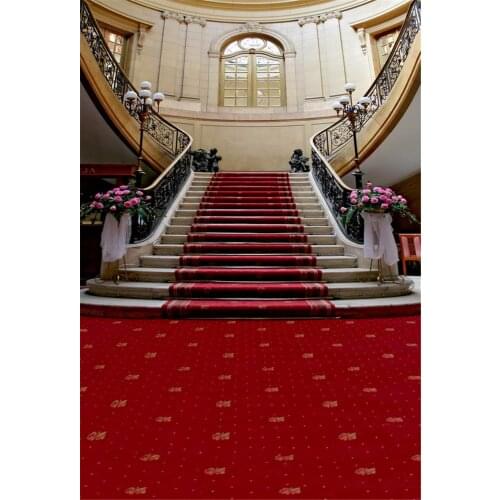 5x7 Gold Palace Photography Background Backdrops Red Carpet Wedding Photography Background Cloth Customized Photo Studio Props