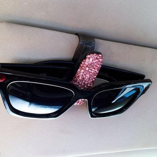 Auto Fastener Clip Rhinestone Diamond Car Sun Visor Glasses Sunglasses folder Ticket Receipt Card Clip Storage Holder