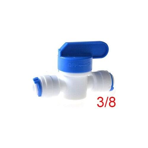 Free Shipping Equal Straight 3/8 OD Hose Quick Connection Ball Valve RO Water 2pcs